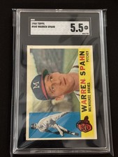 1960 Warren Spahn Topps Card # 455 SGC Grade 5.5