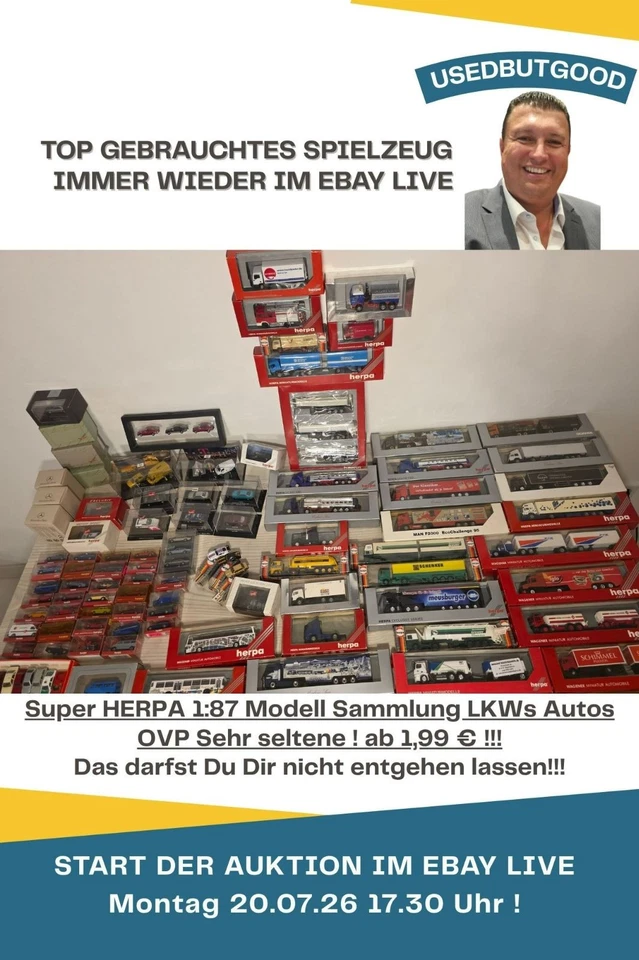 Mega Sammlung  1:87 H0 HERPA LKWS AUTOS MODELLE EBAY LIVE 20.07.26 17.30 Uh