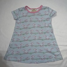 BEAUFORT BONNET POLLY PLAY DRESS HOME TO THE HORSES S/S Blue PIMA COTTON Size 4