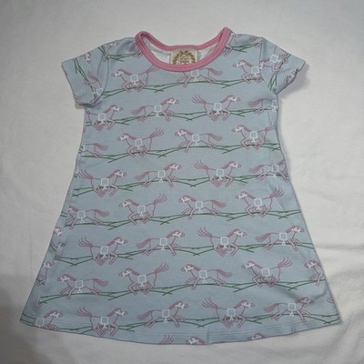 BEAUFORT BONNET POLLY PLAY DRESS HOME TO THE HORSES S/S Blue PIMA COTTON Size 4