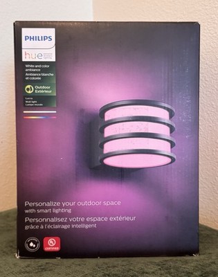 Philips Hue Lucca Outdoor Wall Light Black Smart RGB Color Changing Dimmable LED