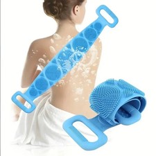 Silicone Body Back Scrubber Double Side Bathing Brush Shower Skin Deep Cleaning