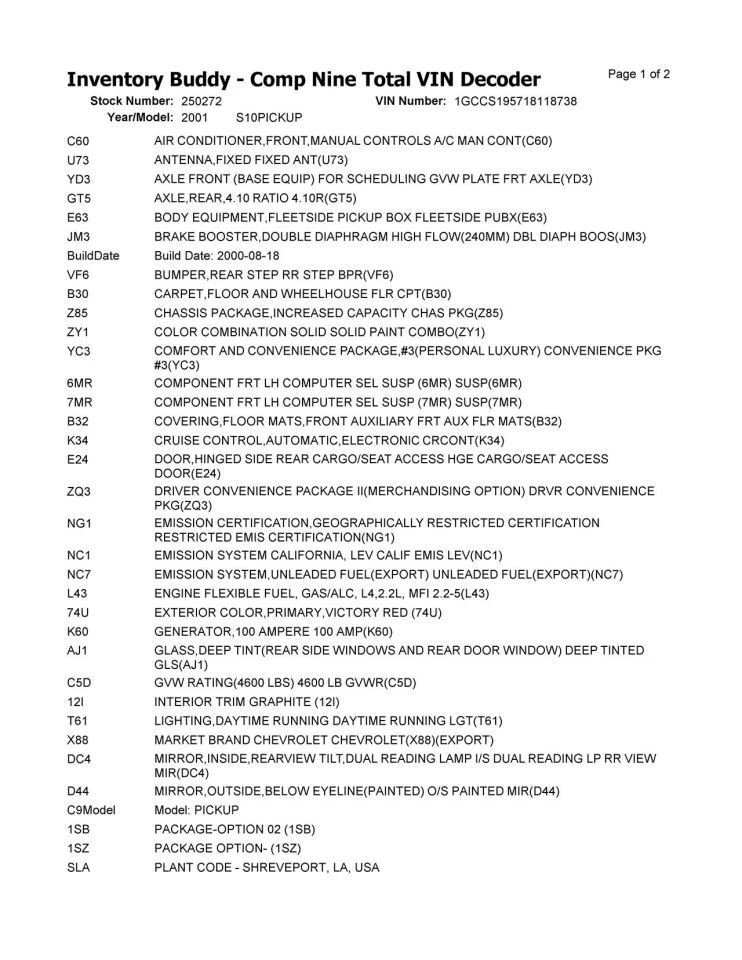 Engine 2.2L VIN 4 8th Digit Fits 01-03 S10/S15/SONOMA 2707706 - Imagem 2 de 4