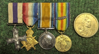 Four Miniature Medals on a bar WWI UK England on Spinks Bar