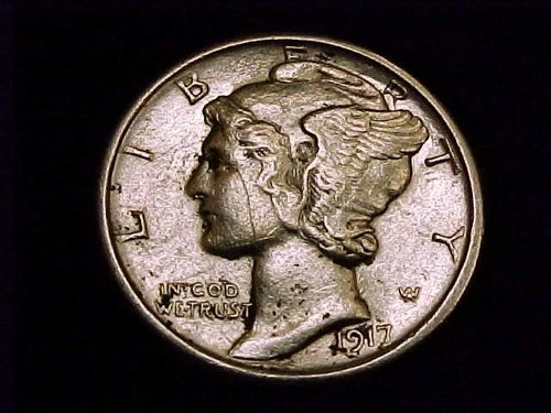 1917-P  Mercury Dime, Extra Fine in Grade.
