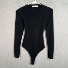 Oak & Fort Womens Size Small Black Long Sleeve Bodysuit