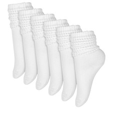 6 Pair Scrunch Crew Slouch Cotton Womens Socks Ribbed Soft Retro Boot Calf Sock