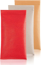 Squeeze Leather Eyeglass Pouch - 3 Pack Sunglasses Case Slip in Glasses Sleeve B