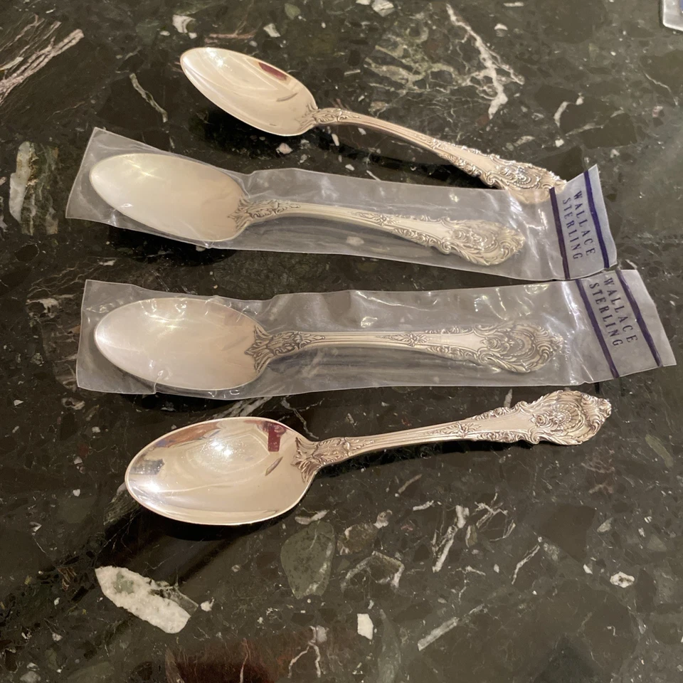 4 WALLACE SIR CHRISTOPHER SILVER TEASPOON FLATWARE SET 10AVAILABLE W 2SEALED BAG - Image 2 of 4