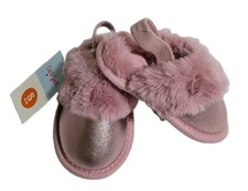 Cat  Jack Pink Lila Metallic Fluffy Scuff Slippers Toddler Girls Size S 5/6 