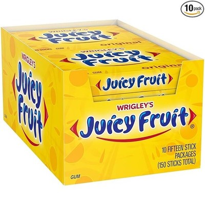 Wrigley s Juicy Fruit Original Gum 15 Sticks 10 ct Pack 150 Total Sticks