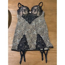 NWT Victoria's Secret Leopard Print Bustier with garter straps lace 36B