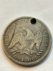 Seated Liberty Plugged Silver Dollar.  Eagle Details Excellent For Jewelry