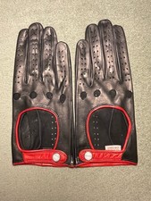 Fratelli Orsini Black Lambskin Leather Driving Gloves, Size 8 1/2  Unlined