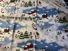 Happy Snowman Family Snow Christmas Quilting Sewing Fabric 1 Yard