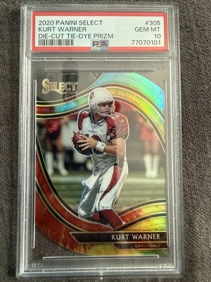 2020 Panini Select - Field Level Kurt Warner #305 Tie-Dye Prizm Die-Cut /25