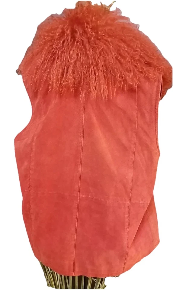 Chaleco Rojo Cuello Piel Mongolia De Colección Talla Lg XL Lisa International Mujer Envío Gratis Foto 2 de 4