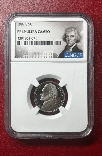 1997 S 5C PF 69 ULTRA CAMEO Jefferson Nickel NGC CERTIFIED USA PROOF COIN