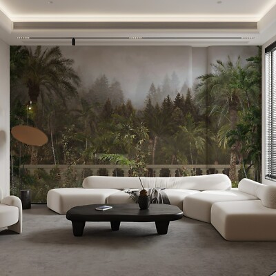 Large Wall Mural Green Mist Forest PVC Wallpaper lot,148''X98'' Divide into 5 PCS