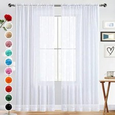Basic Rod Pocket Sheer Voile Window Curtain Panels 1 Pair 2 52 W x 63 L White