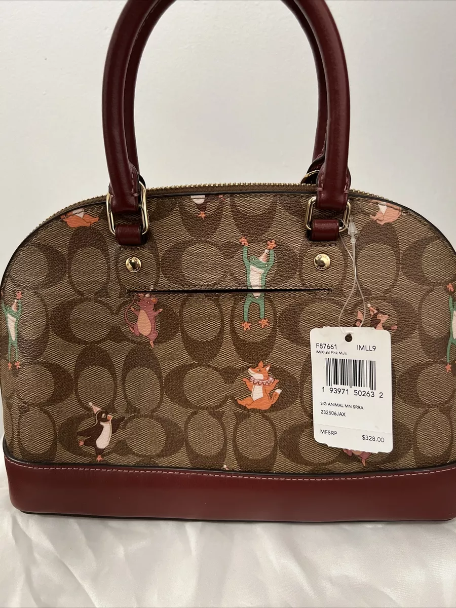 Coach Brown Signature Coated Canvas and Leather Mini Sierra Satchel Ba