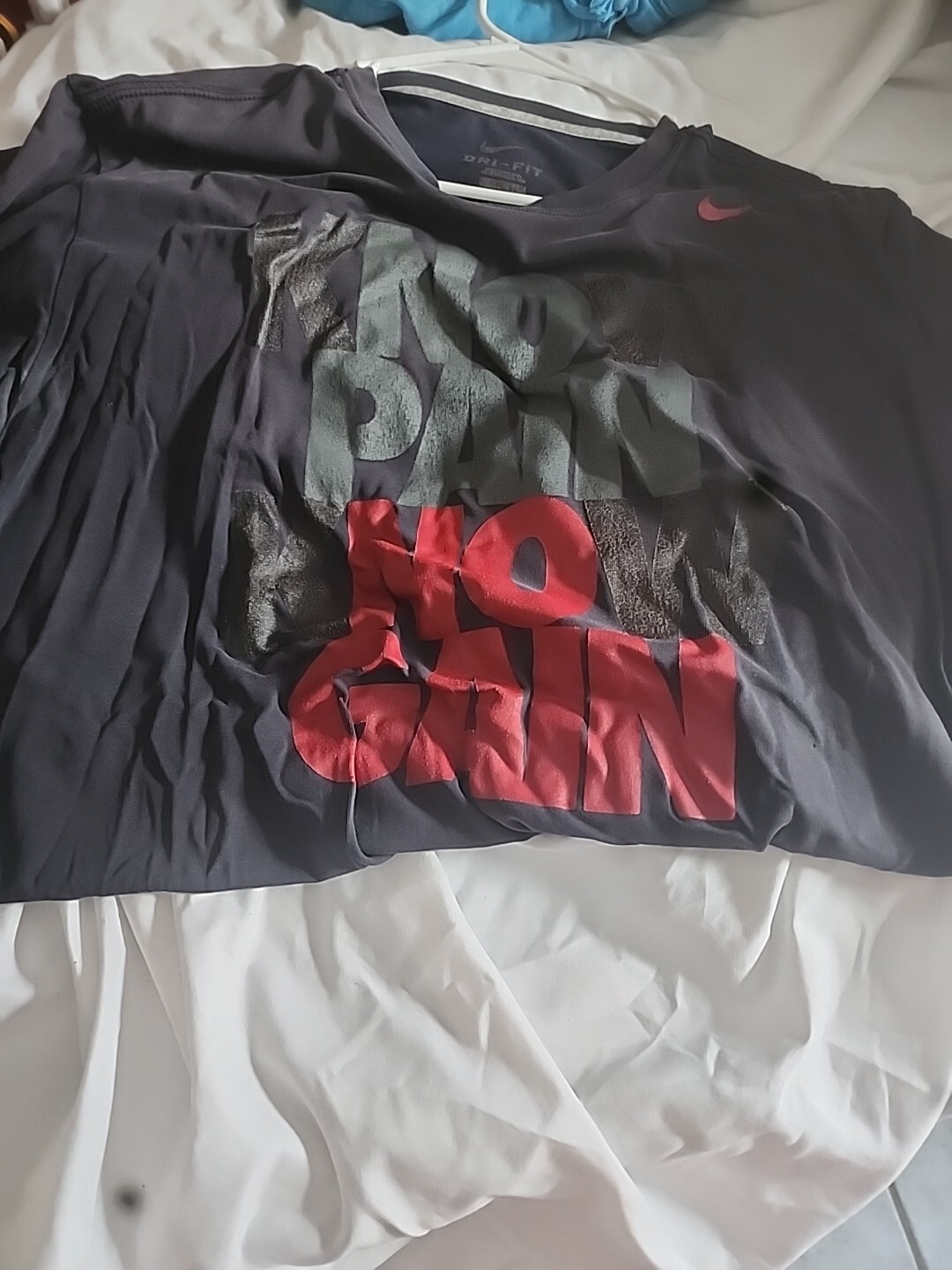 NIKE Know Pain Know Gain NO PAIN NO GAIN Graphic Dri Fit Tee Shirt XXL