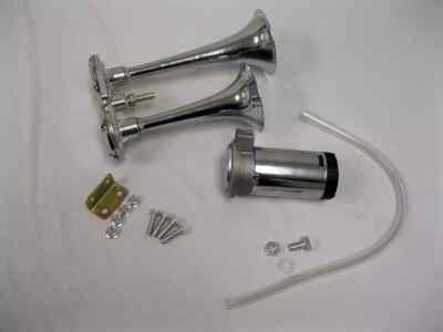Cadillac Eldorado 12 volt 12v Chrome Dual Trumpet Compact Train Air Horn DISPLAY