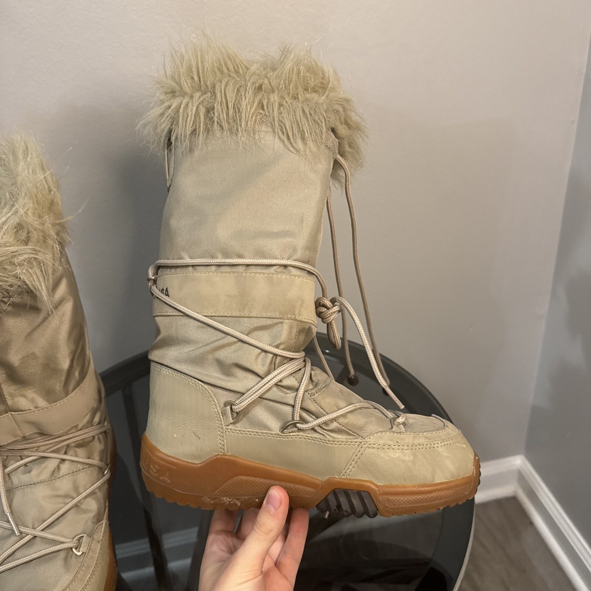 Vintage DC Chalet Boots Women's Sz S 5 Fur Lined Top Winter