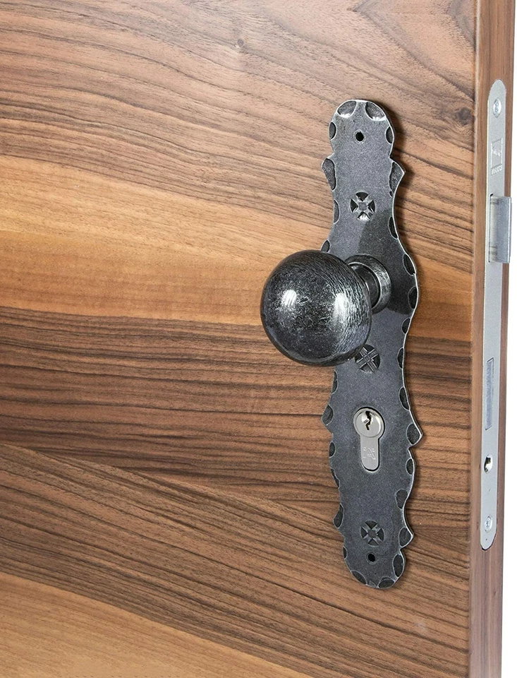 Türbeschlag Schmiedeeisen Knopf Drücker Türgriff Wechselgarnitur schwarz antik - Bild 2 von 4