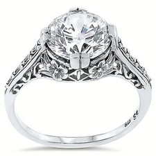 ENGAGEMENT WEDDING 925 STERLING SILVER ART DECO STYLE CUBIC ZIRCONIA RING 123
