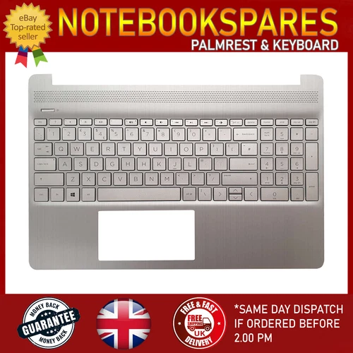 FOR HP 15S-EQ2012NE SILVER LAPTOP PALMREST COVER TOP CASE UK KEYBOARD