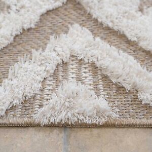 Cream Geometric Rug Eco Friendly Recycled Cotton Sustainable Indoor Runner Mat