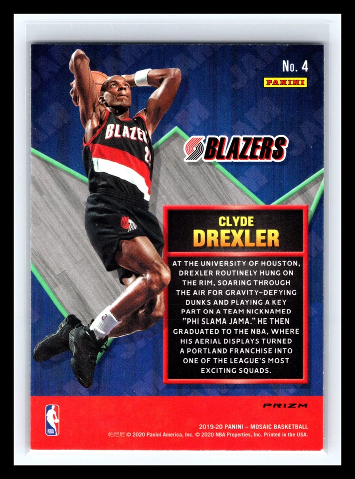 💥 Clyde Drexler 2019-20 Mosaic Jam Master Prizm Silver Holo # 4 - Image 2 of 2