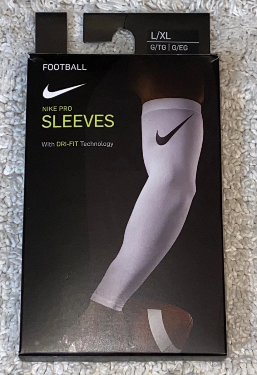 NIKE Pro Dri Fit 3.0 WHITE Compression Football Arm Sleeves Mens S / M L /  XL