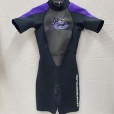 O'RAGEOUS Body Suit, Size 8, Black W/ Purple, Short Sleeve Shorty, New - No Tags