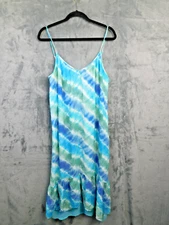 Rails Dress Womens Medium Blue Tie Dye Midi Coastal Beach Resort Jennica Ocean