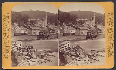 MAUCH CHUNK, PA ~ TOWN PANORAMA & MT. PISGAH, Lehigh Valley R. R. Stereoview
