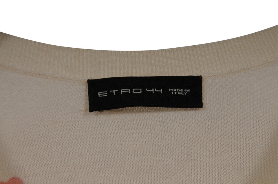 Suéter Floral Etro para Mujer IT 44 Crema Negro Cachemira Seda Pullover Manga Larga Foto 3 de 4