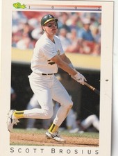 FREE SHIPPING-MINT-1992 Classic I #T19 Scott Brosius - Oakland Athletics
