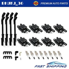 8PCS Square Ignition Coil & Spark Plug &Wires For Chevy Silverado 1500 Tahoe GMC