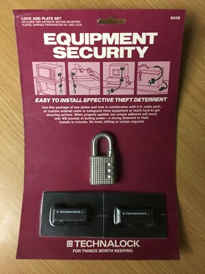 Technalock  Computer - Audio - Video Equipment Security Lock and Plate Set - New