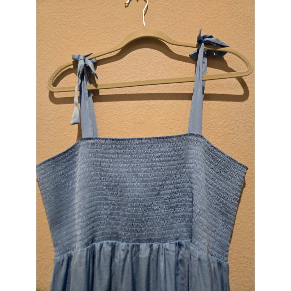 Ingrid + Isabel Women's XL Blue Smocked Midi Sundress Casual Summer Dress - Image 2 of 4