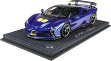 Ferrari SF90 XX Stradale Blue Tour De France with Display Case in 1:18 scale