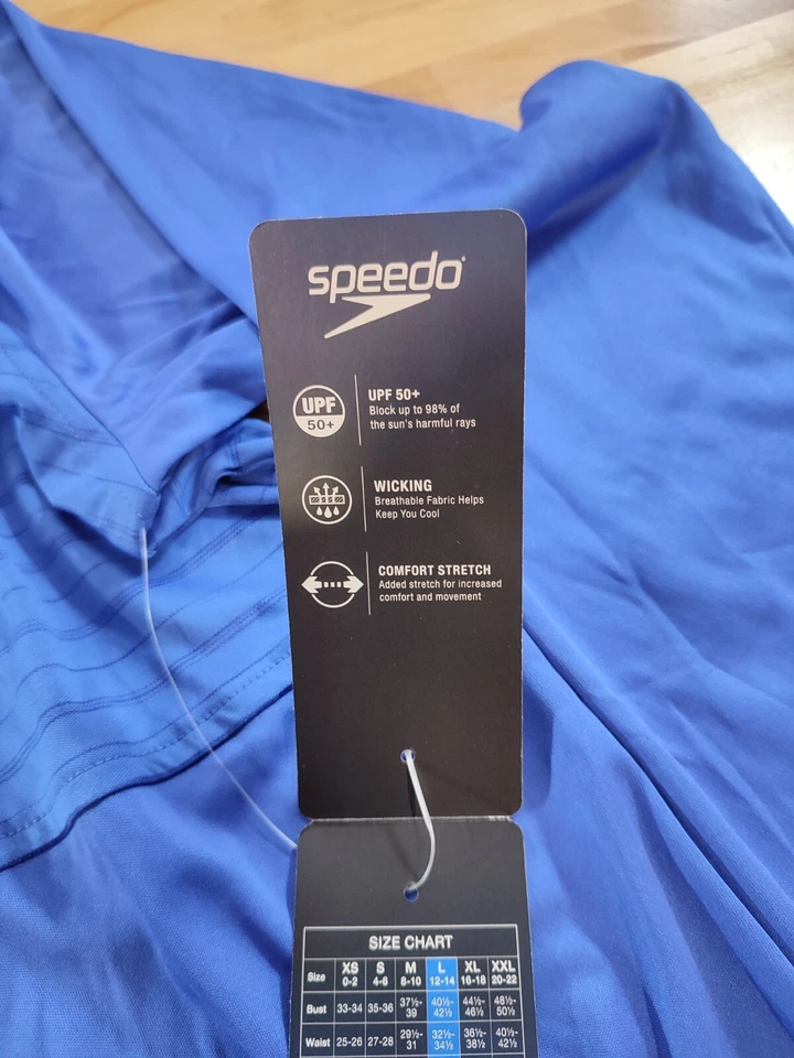 Speedo Women's Performance Swim Tee with UPF 50+ Long Sleeve Shirt, Blue Large - Image 2 of 4