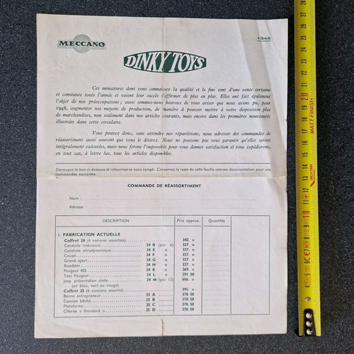 DINKY France  LETTRE revendeurs 1948  nouvelles possibilités dans les livraisons - Imagen 3 de 8