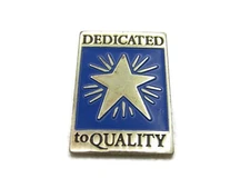 Dedicated To Quality Star Center Pin Blue & Gold Tone