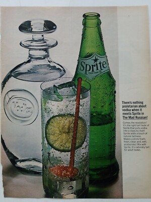 1964 green Sprite soda bottle nothing proletarian about vodka Mad Russian ad