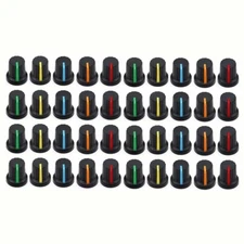 40Pcs 6mm Shaft Hole Plastic Threaded Knurled Potentiometer Knobs Cap KIT 15*15