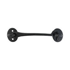 Timco 10" Black Cabin Hooks - Heavy Duty Door Gate Retaining Hook with Fixings
