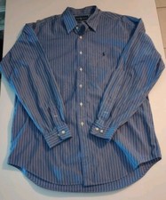 Ralph Lauren Men s 16 1/2 L Classic Fit Blue strip Long Sleeve Button Down Shirt